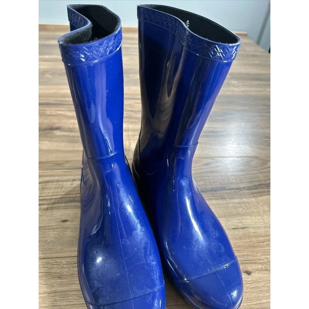 UGG Women's Glossy Rubber‎ Shaye Blue Waterproof Rain Boots Size 10